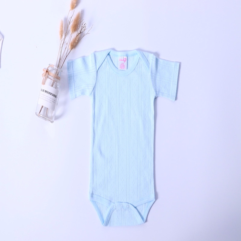 6M short Sleeve Jacquard Cotton Breathable Summer Baby Onesie 6 colors
